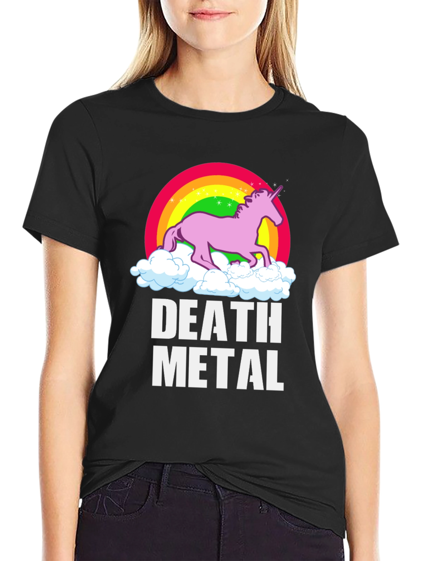 Black Death Metal Unicorn T-Shirt view 2