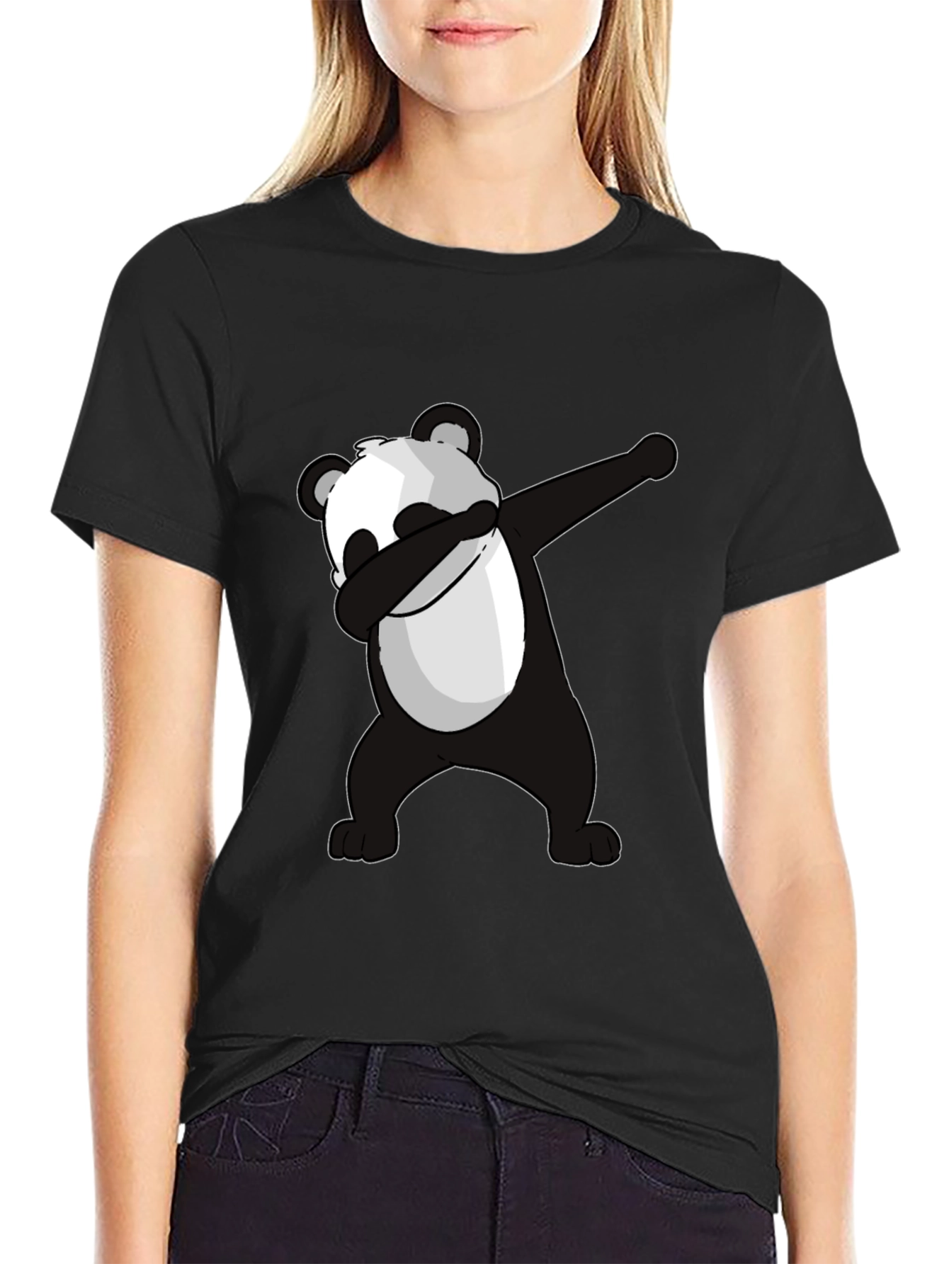 Black Dabbing Panda Graphic Tee - Men's Black T-Shirt view 2