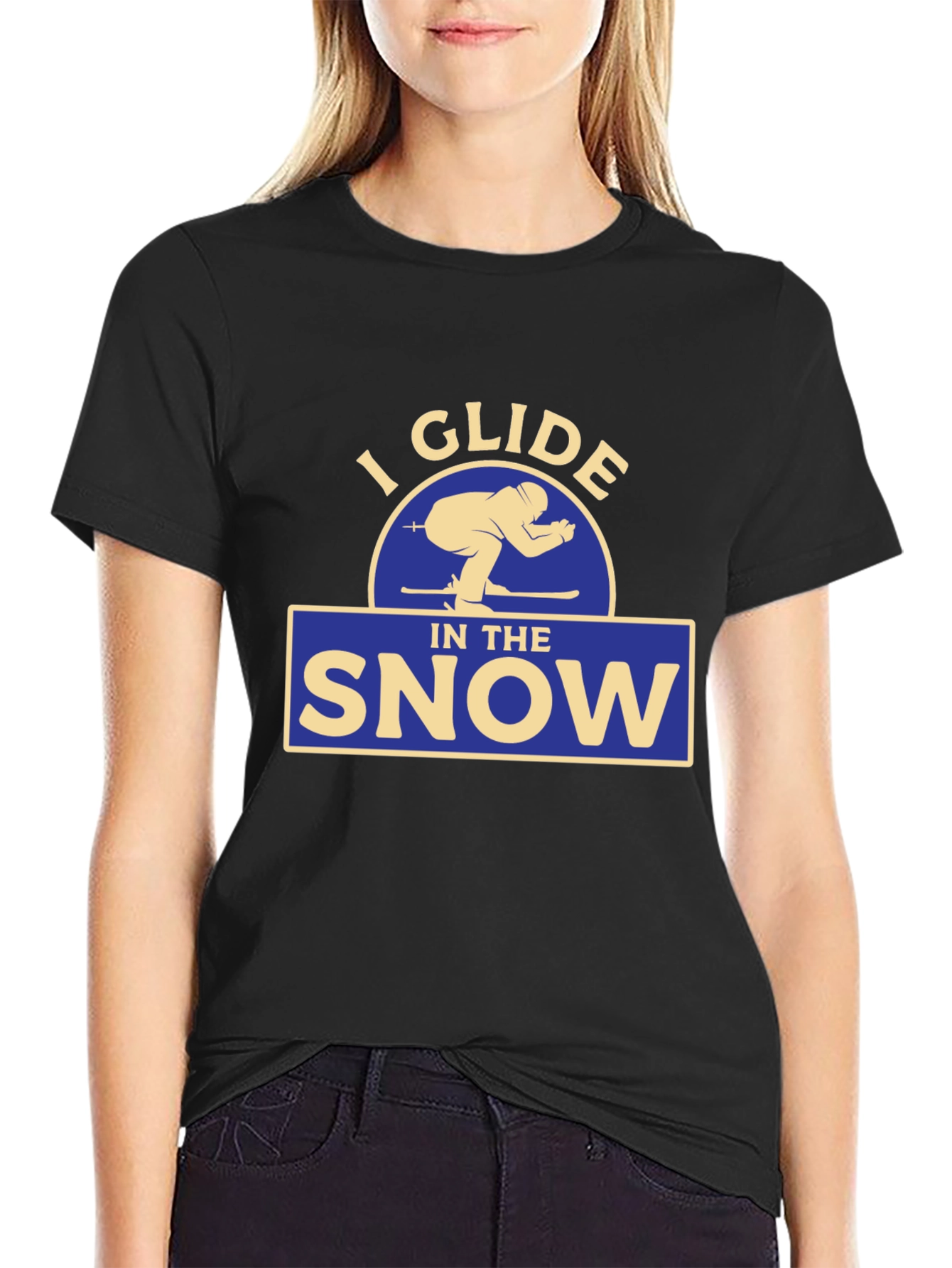 Black I Glide In The Snow Graphic T-Shirt view 2
