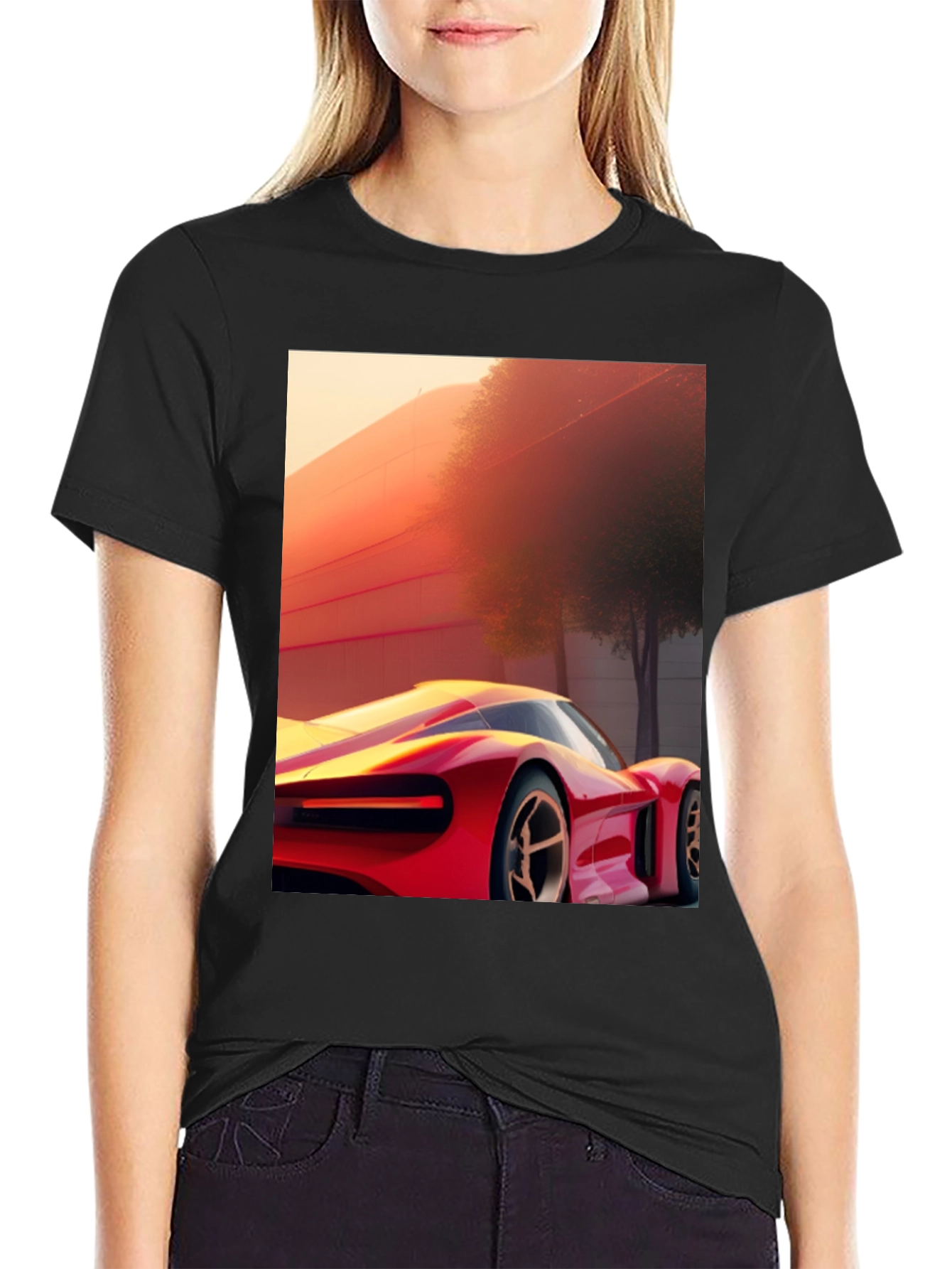 Black Sleek Car Graphic Tee - Modern Streetwear Style view 2
