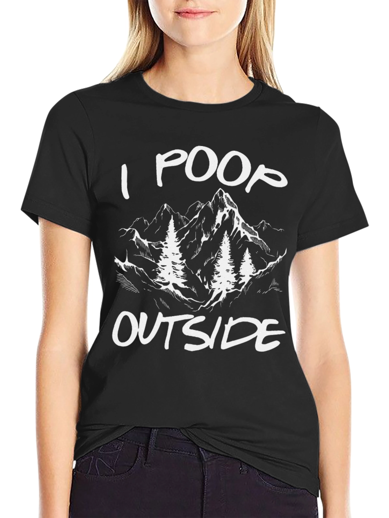 Black I Poop Outside Funny Hiking T-Shirt view 2
