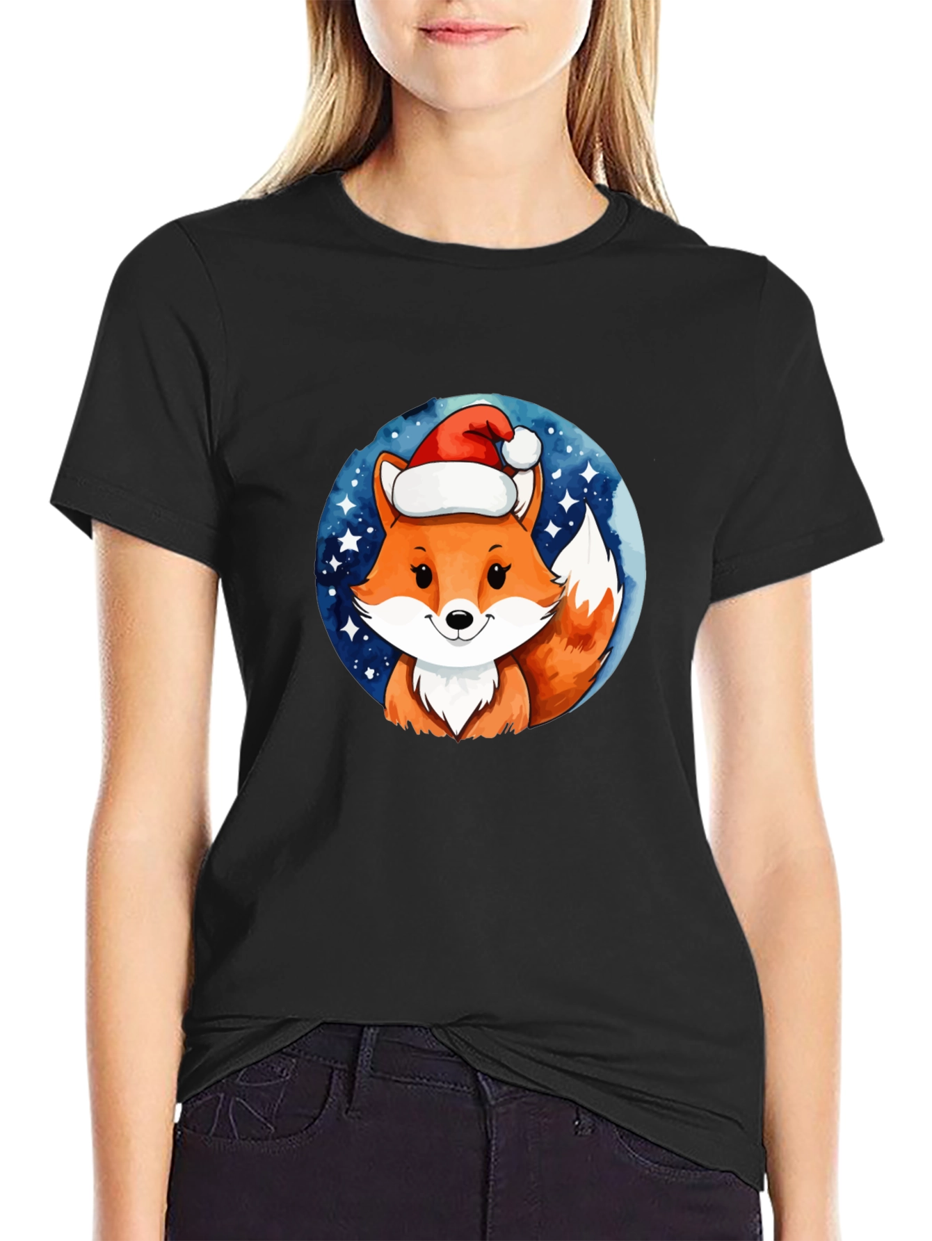 Black Festive Fox Tee - Holiday Cheer! view 2