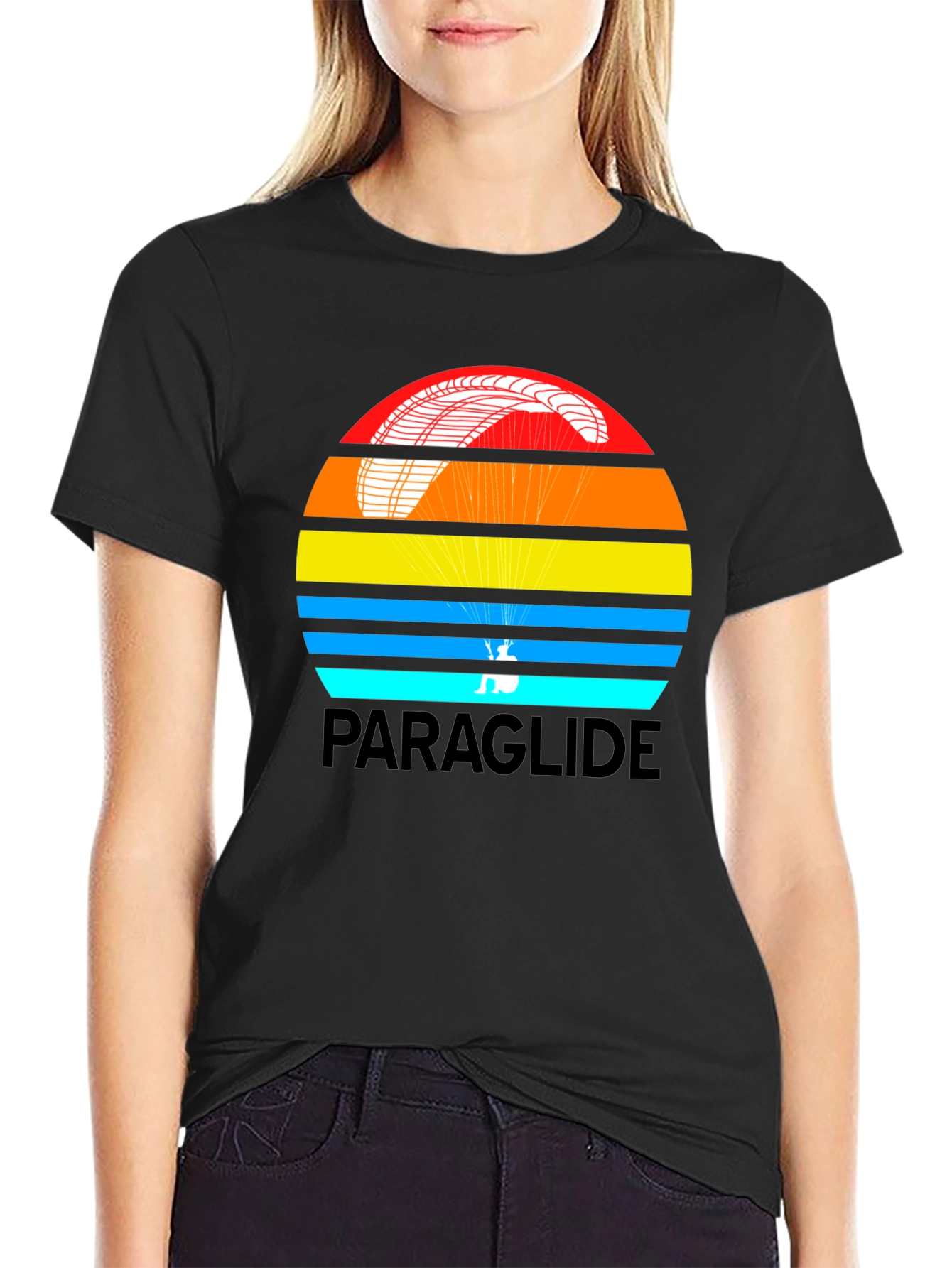 Black Paraglide Retro Style Graphic T-Shirt view 2