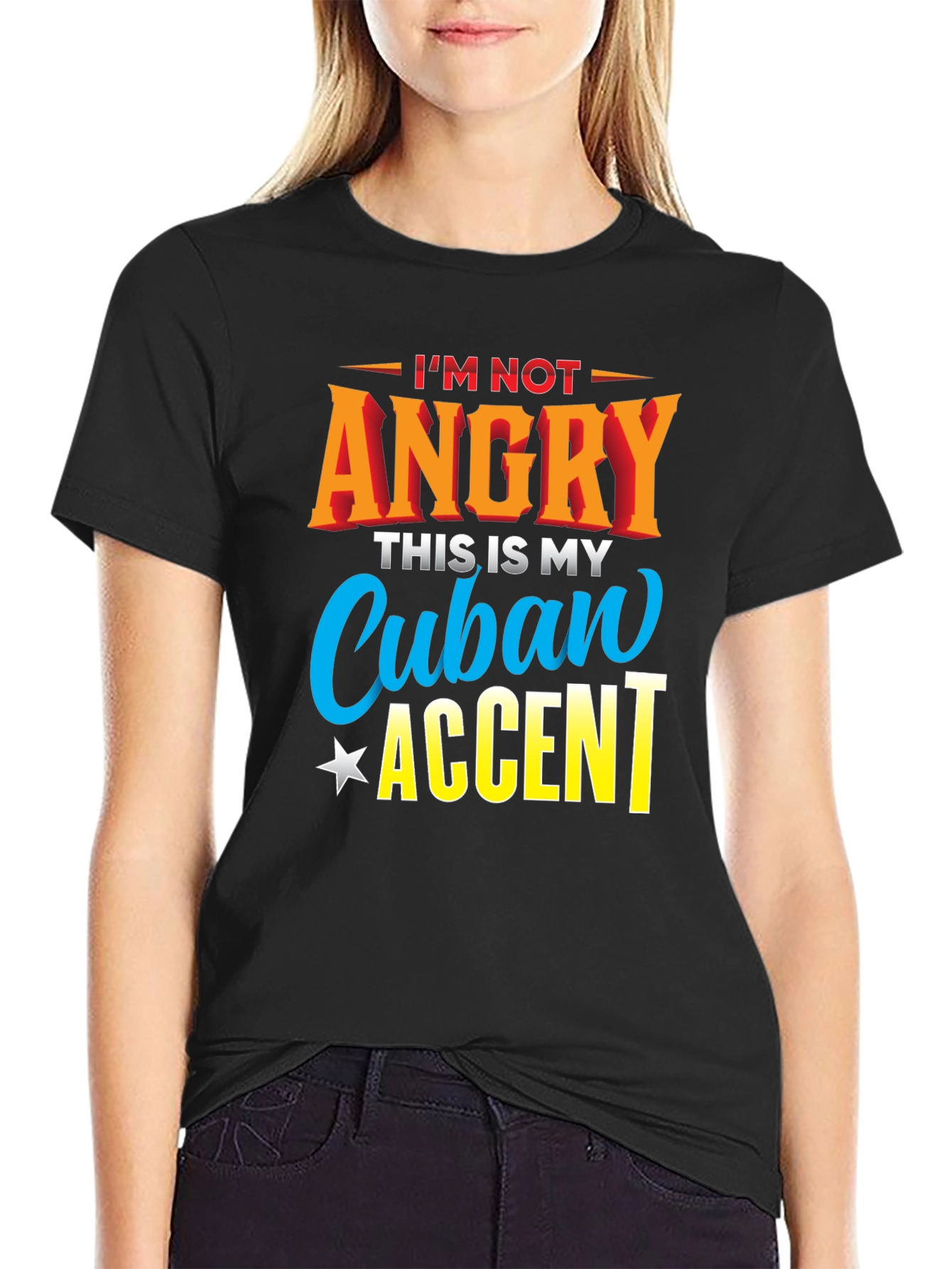 Black Cuban Accent T-Shirt - Humorous Graphic Tee view 2
