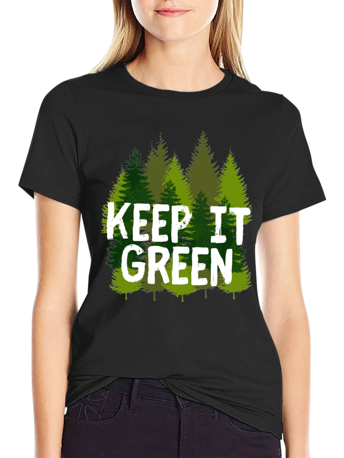 Black Keep It Green Nature Tree T-Shirt view 2
