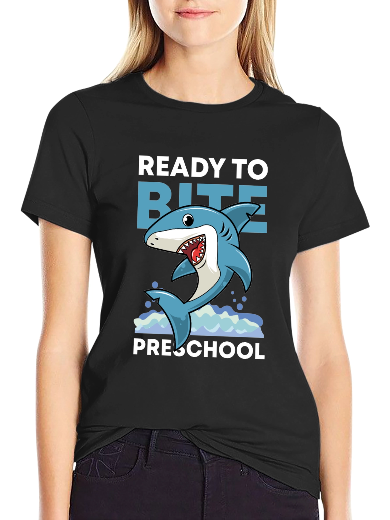 Black Ready to Bite Preschool Shark Tee view 2