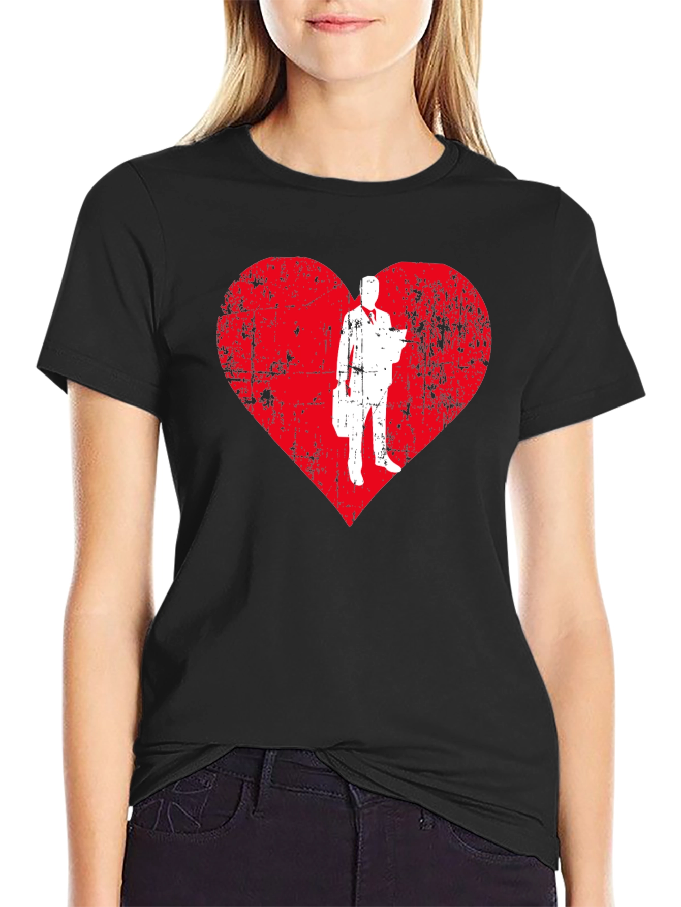 Black Business Heart T-Shirt - Trendy Graphic Tee view 2