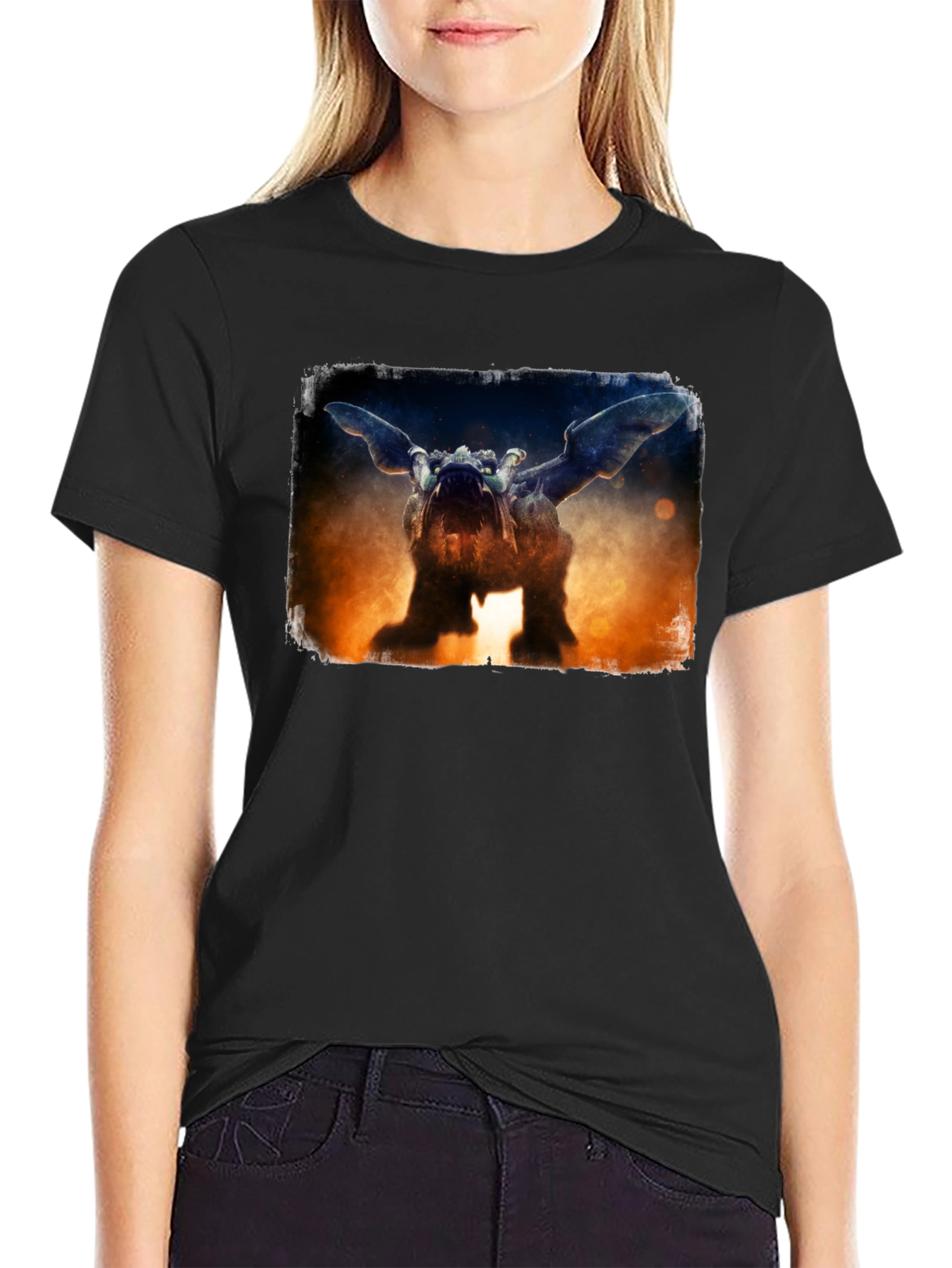 Black Gargoyle Graphic Black T-Shirt view 2