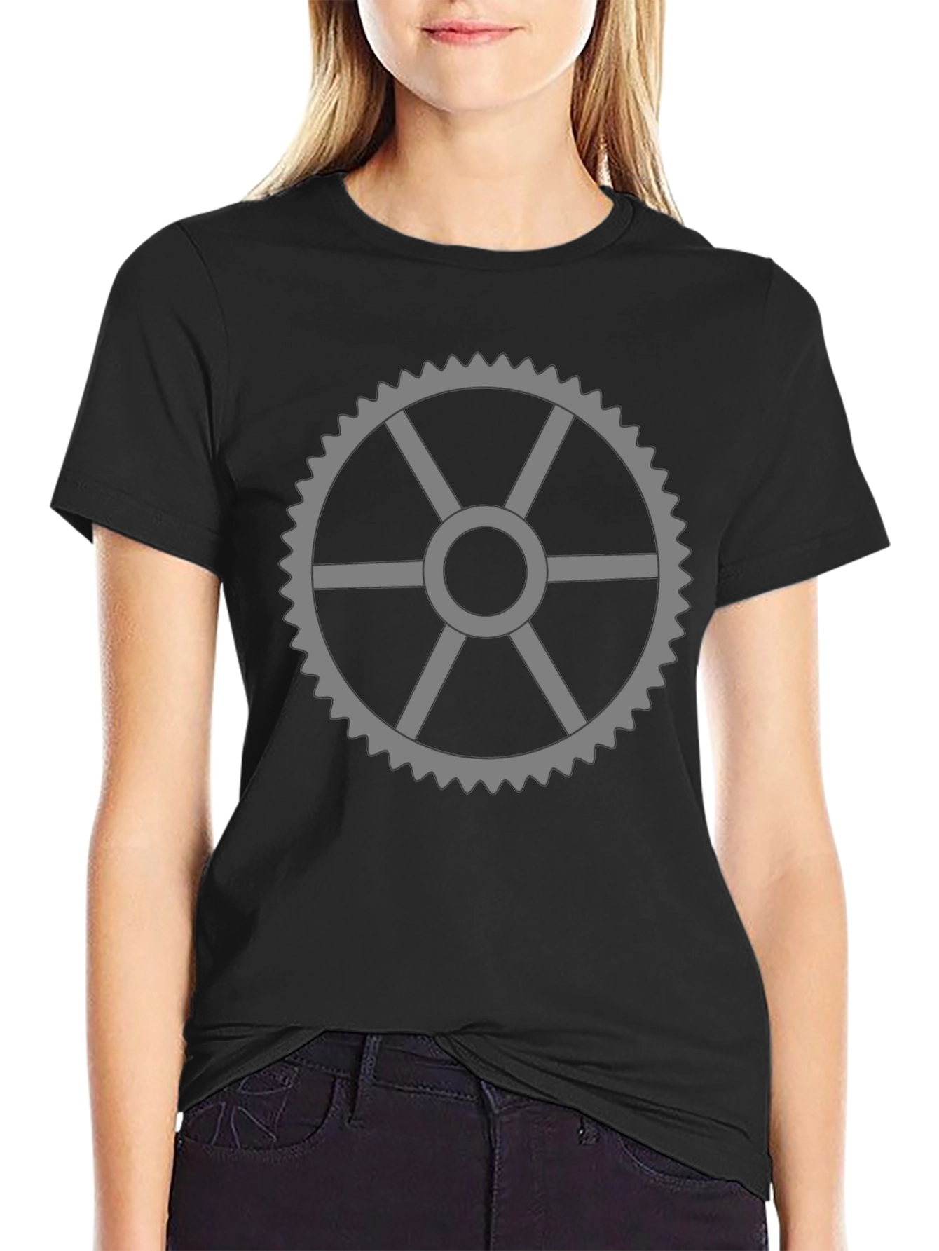 Black Gear Graphic Black T-Shirt view 2