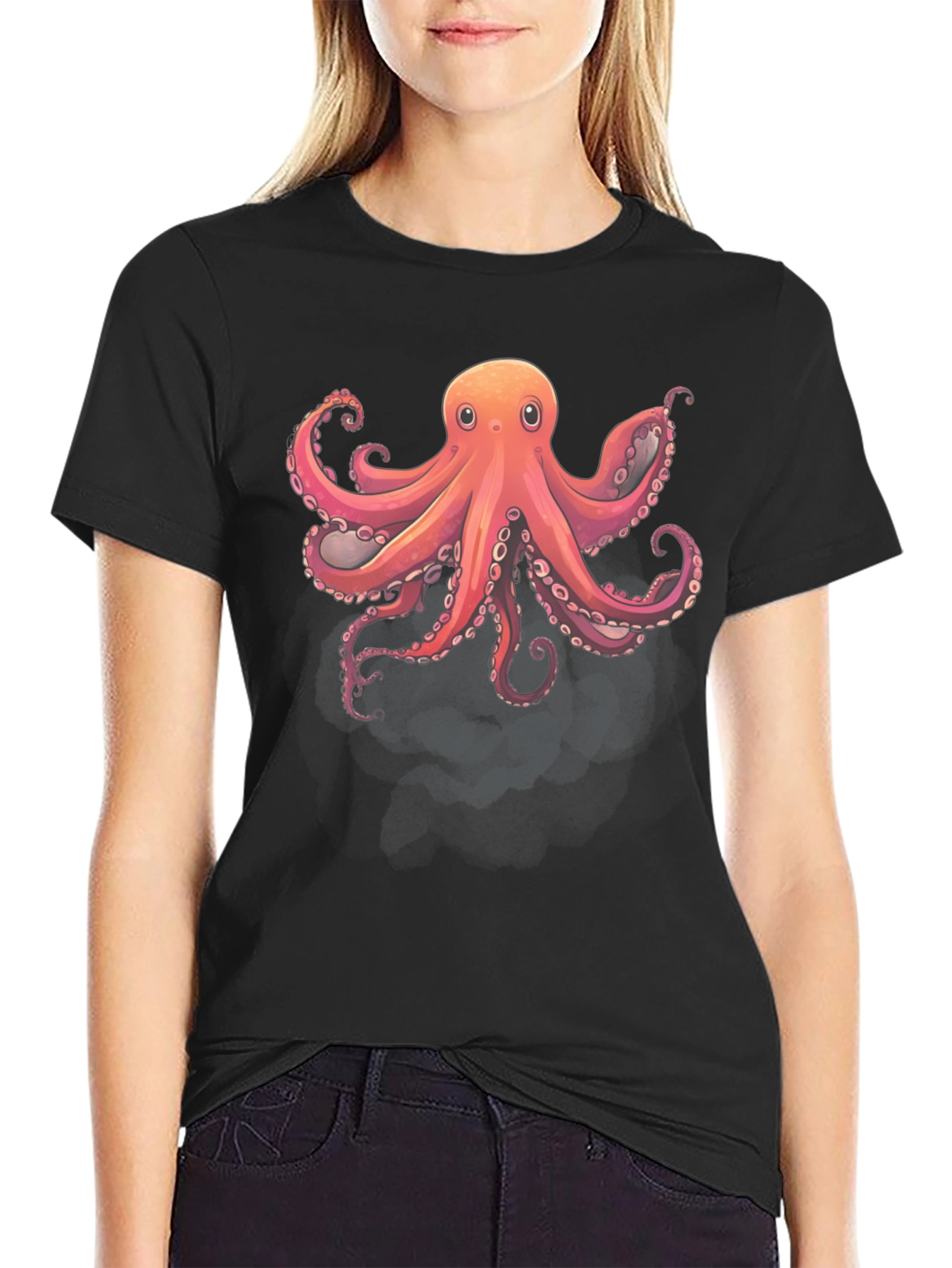 Black Octopus Graphic Tee - Black Cotton Blend view 2