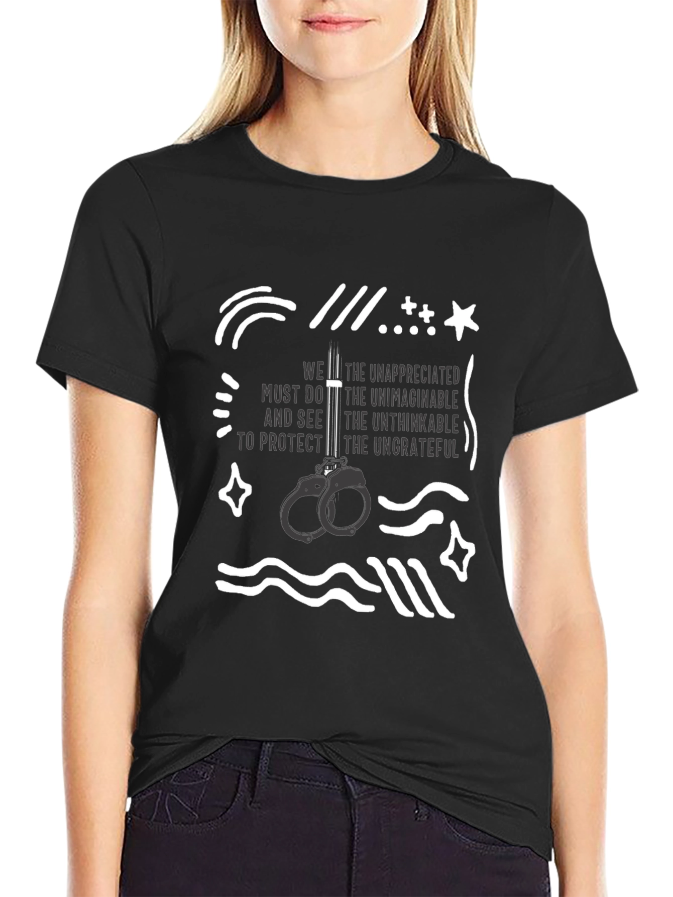 Black Unappreciated Protector T-Shirt - Black Graphic Tee view 2