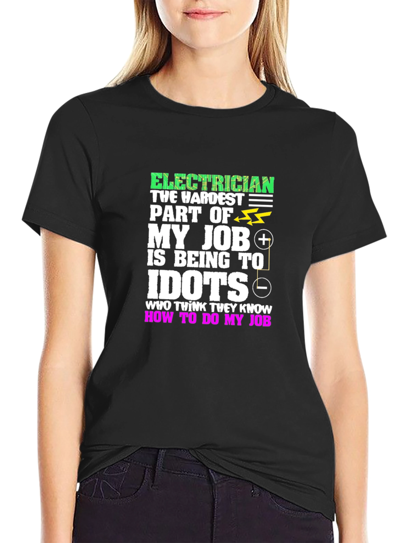 Black Electrician Hardest Job T-Shirt view 2