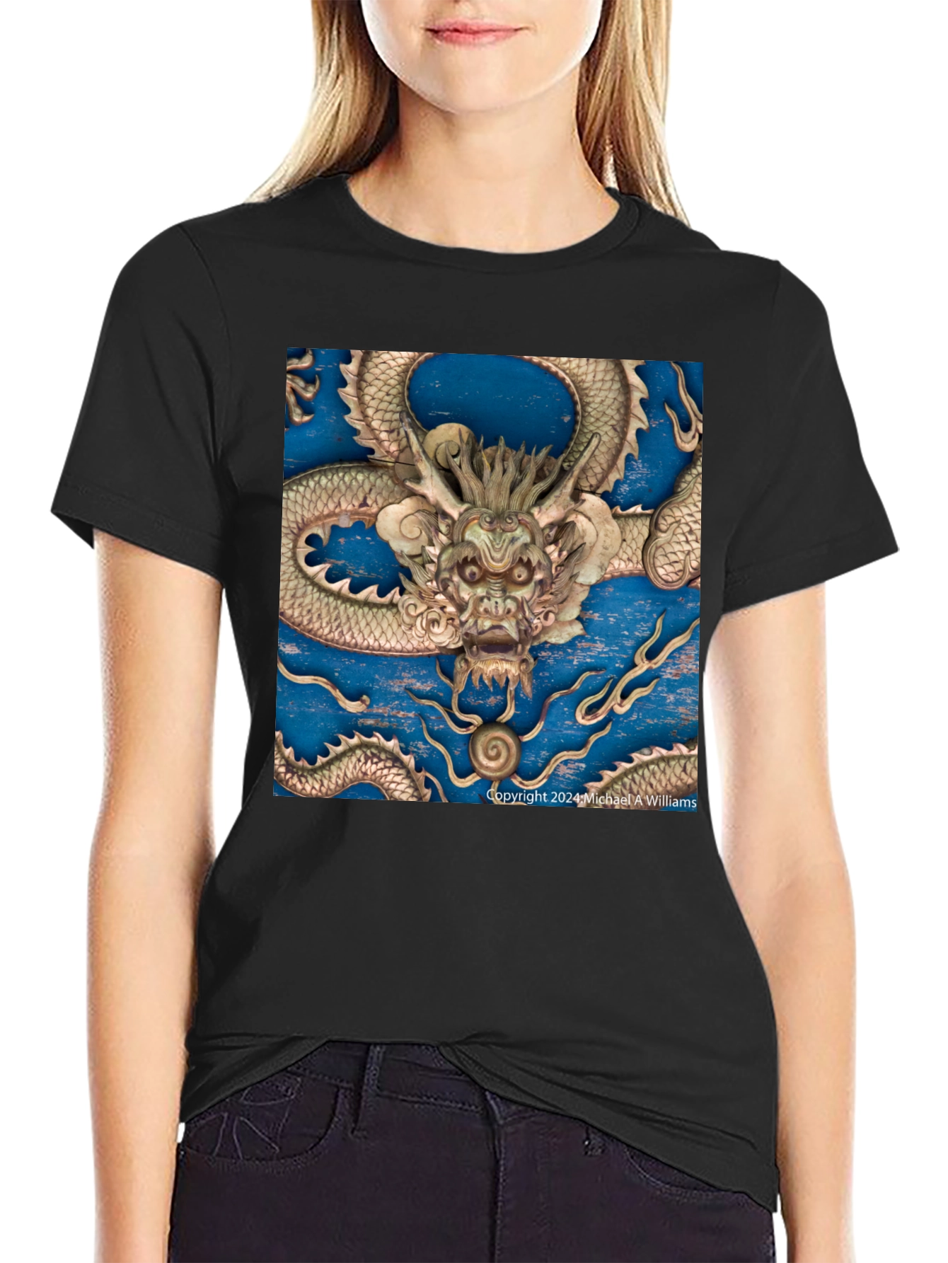 Black Dragon Carving T-Shirt view 2