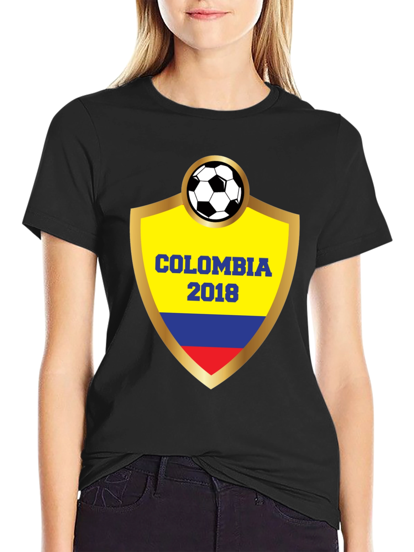 Black Colombia 2018 Soccer T-Shirt view 2