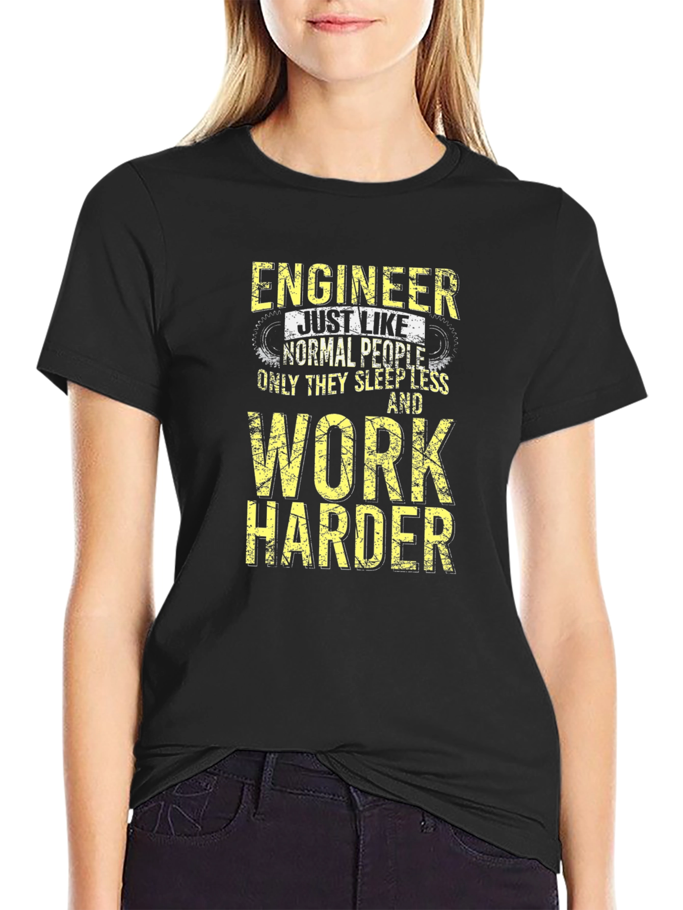 Black Engineer Work Harder T-Shirt - Funny Engineering Tee view 2