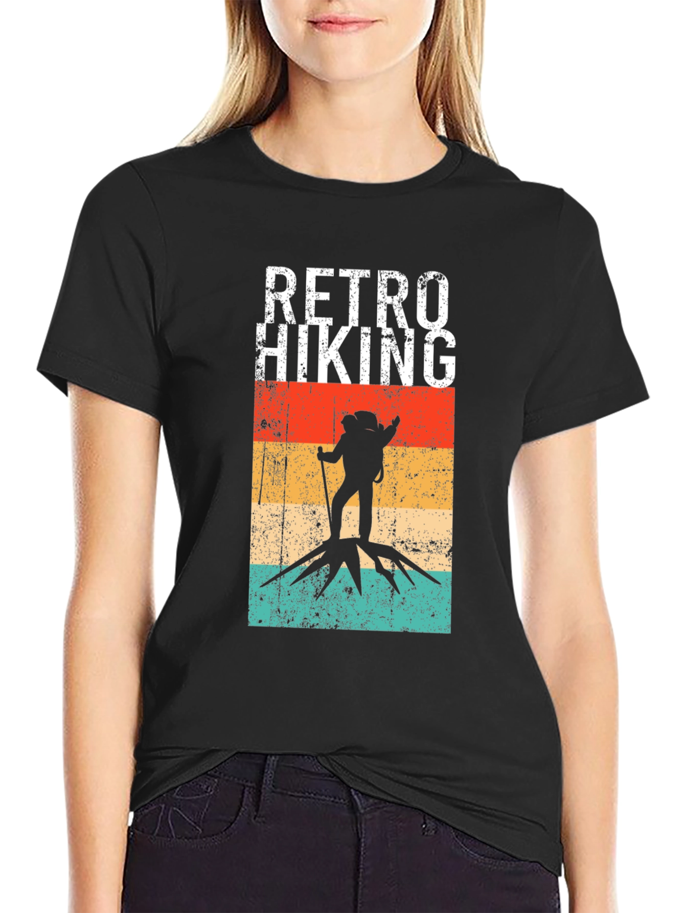 Black Retro Hiking T-Shirt - Vintage Outdoors Adventure Tee view 2