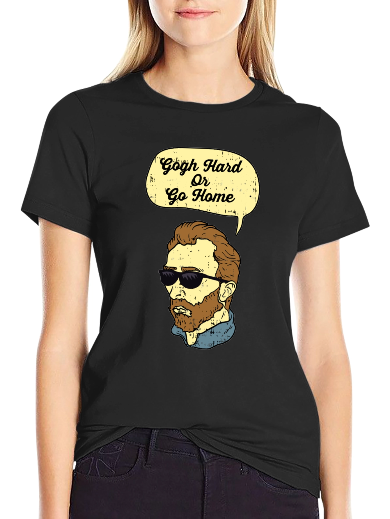 Black Gogh Hard Or Go Home Graphic T-Shirt view 2