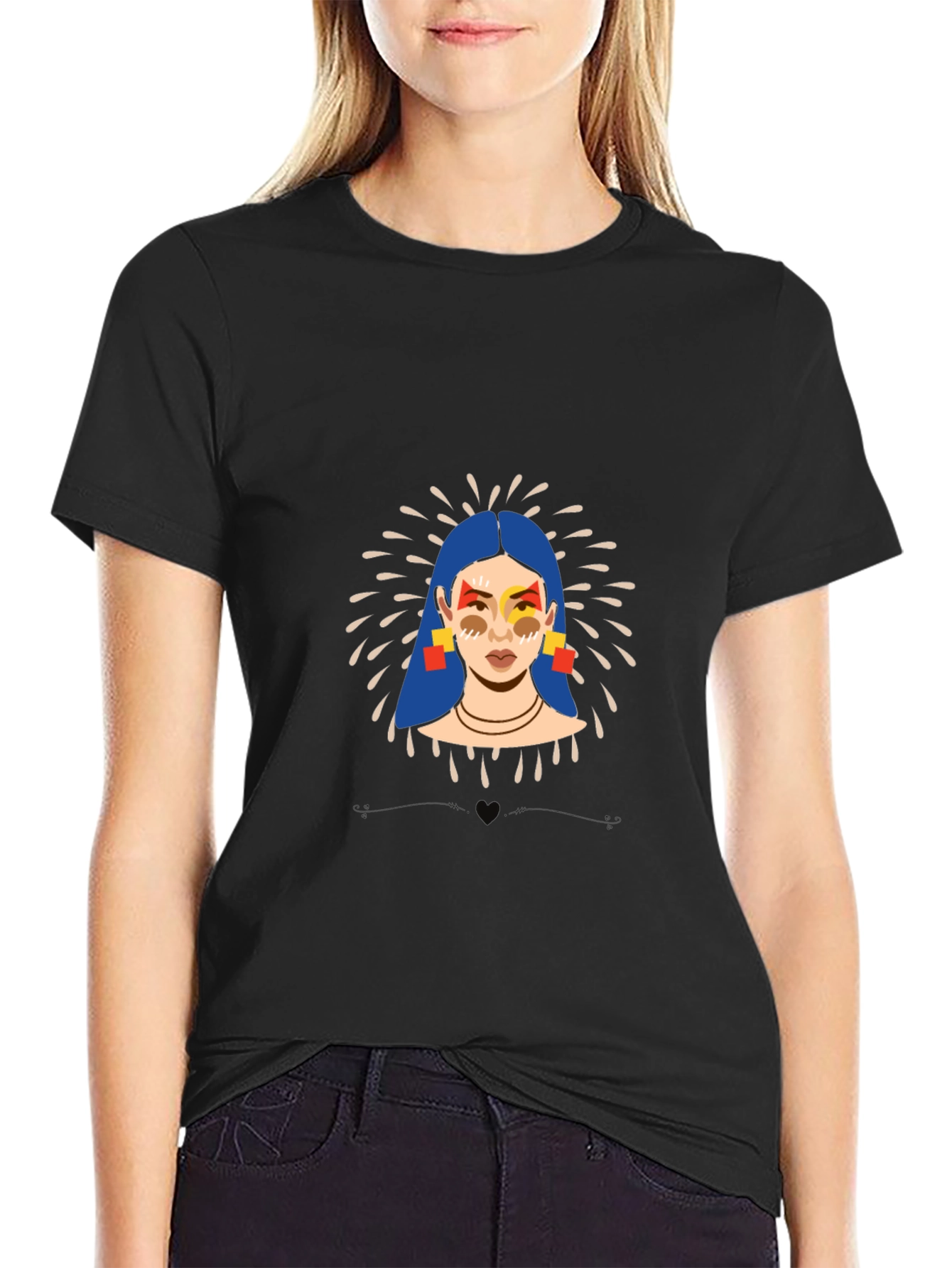 Black Graphic Print Tee: Stylish Art T-Shirt view 2