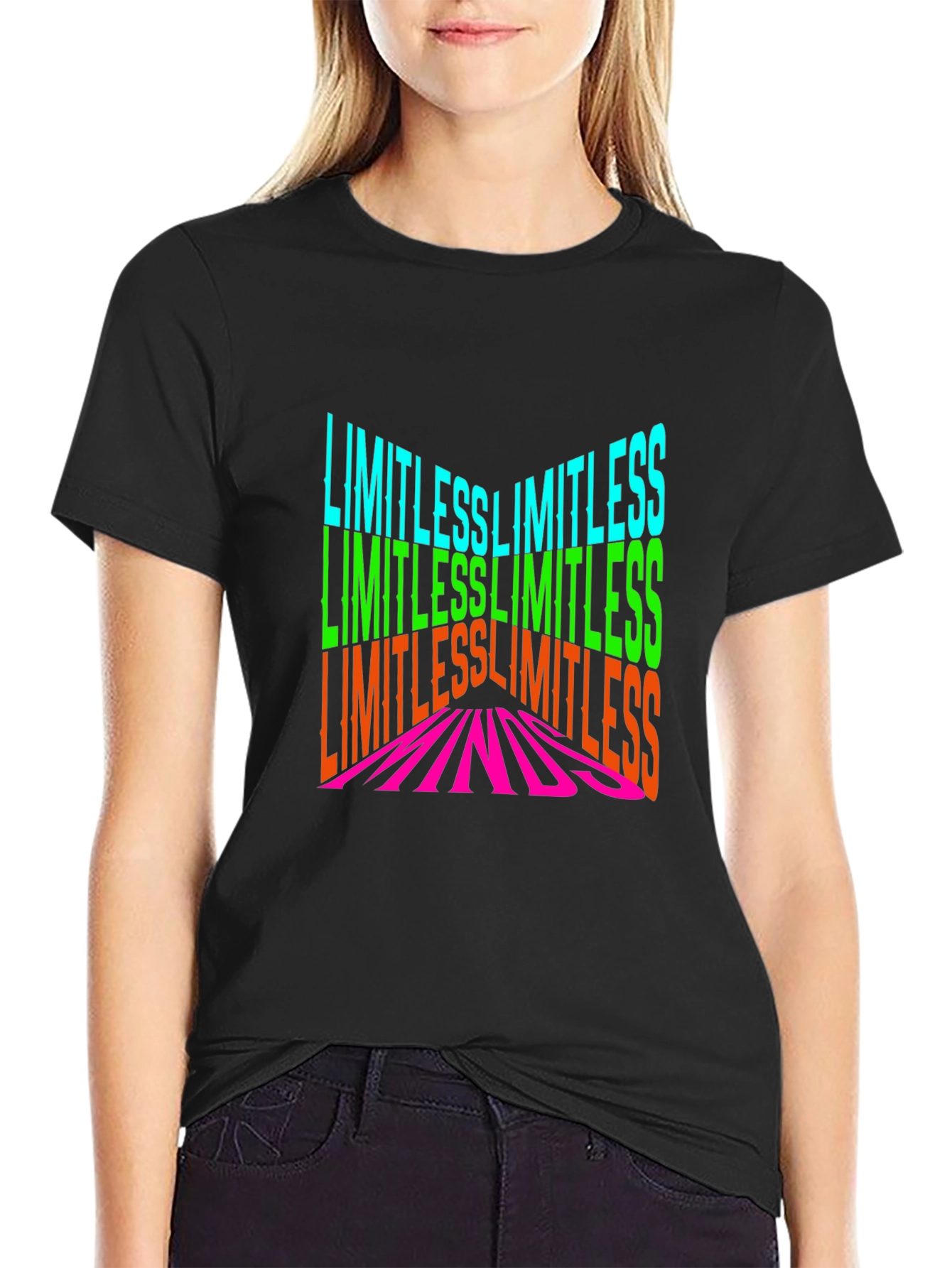 Black Limitless Minds Graphic Print Black T-Shirt view 2