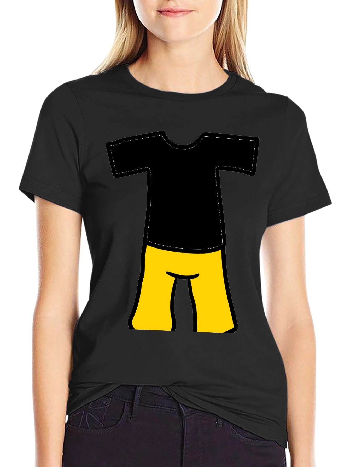 Black Black Cartoon Outfit T-Shirt view 2