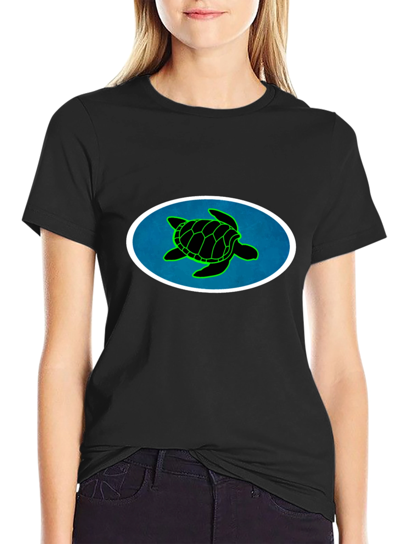 Black Turtle Graphic Tee - Black Cotton Blend view 2