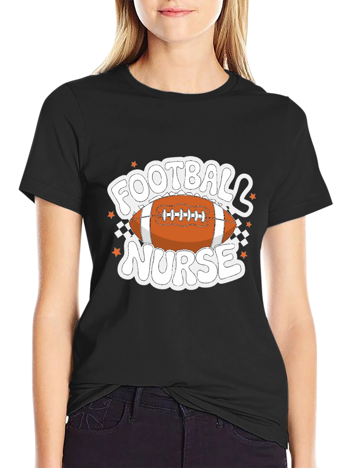 Black Football Nurse Graphic T-Shirt view 2