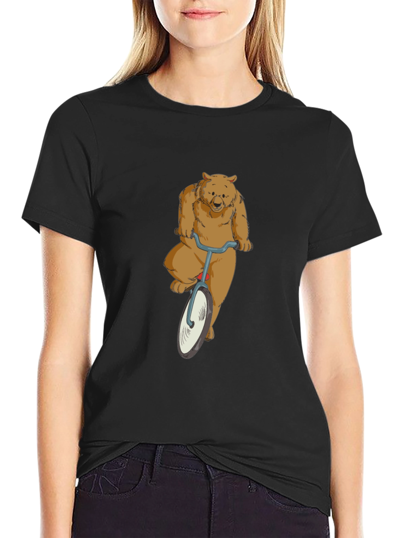 Black Bear on a Bike Graphic T-Shirt view 2