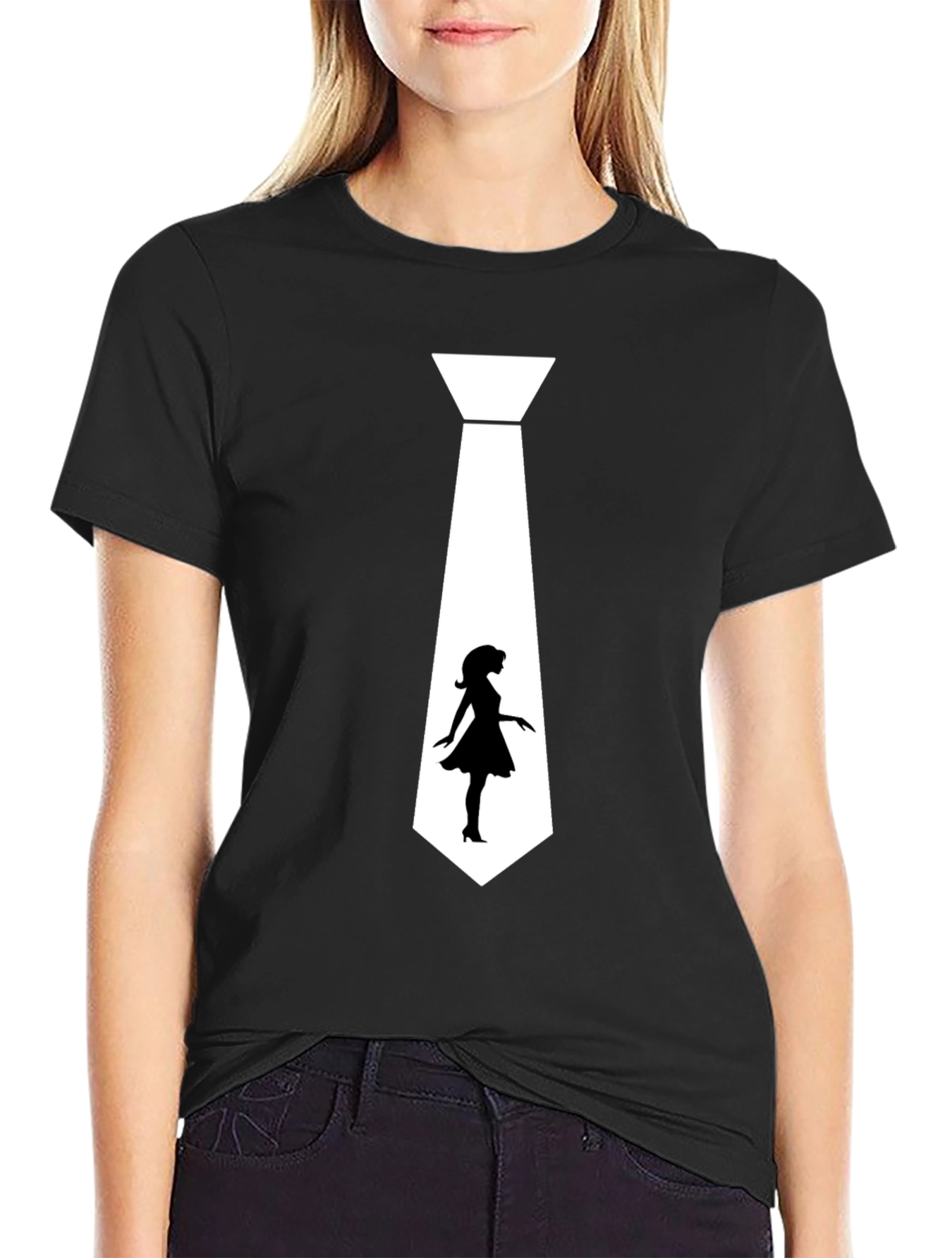 Black Fun Tie Graphic Tee - Dressy Casual T-Shirt view 2