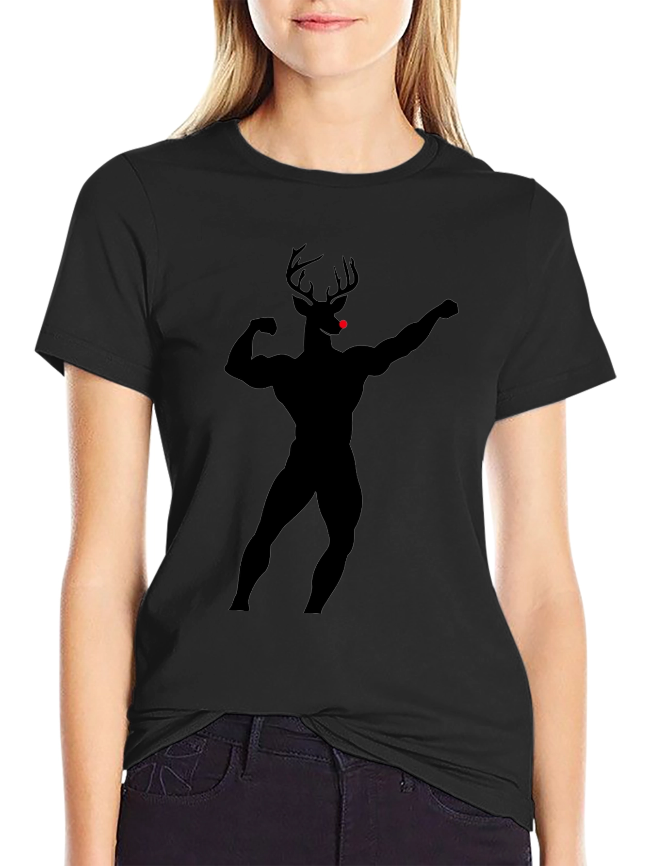 Black Rudolph Gains T-Shirt: Buff Deer Design view 2