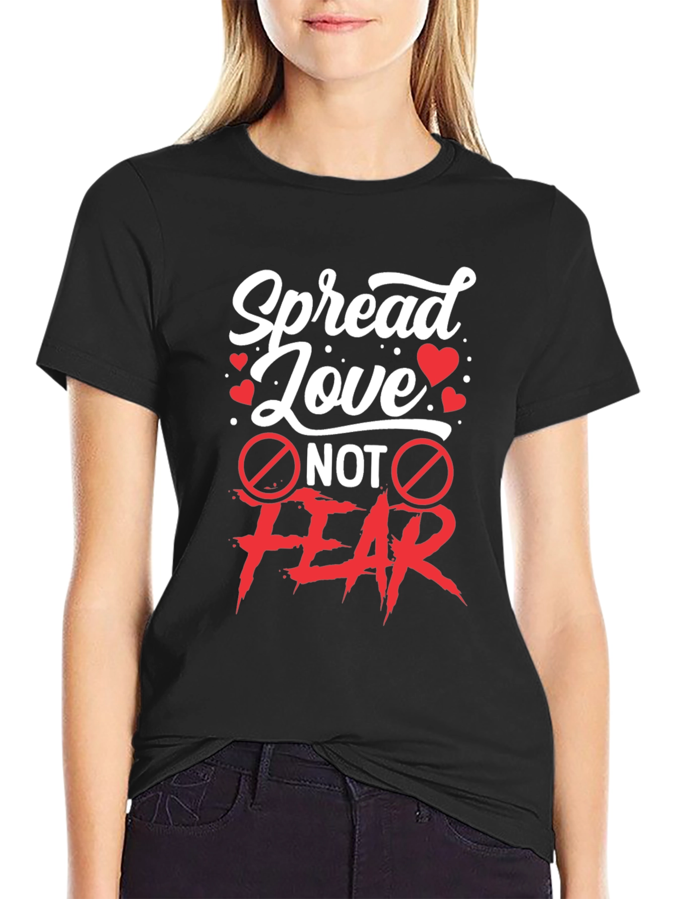 Black Spread Love Not Fear Graphic T-Shirt view 2