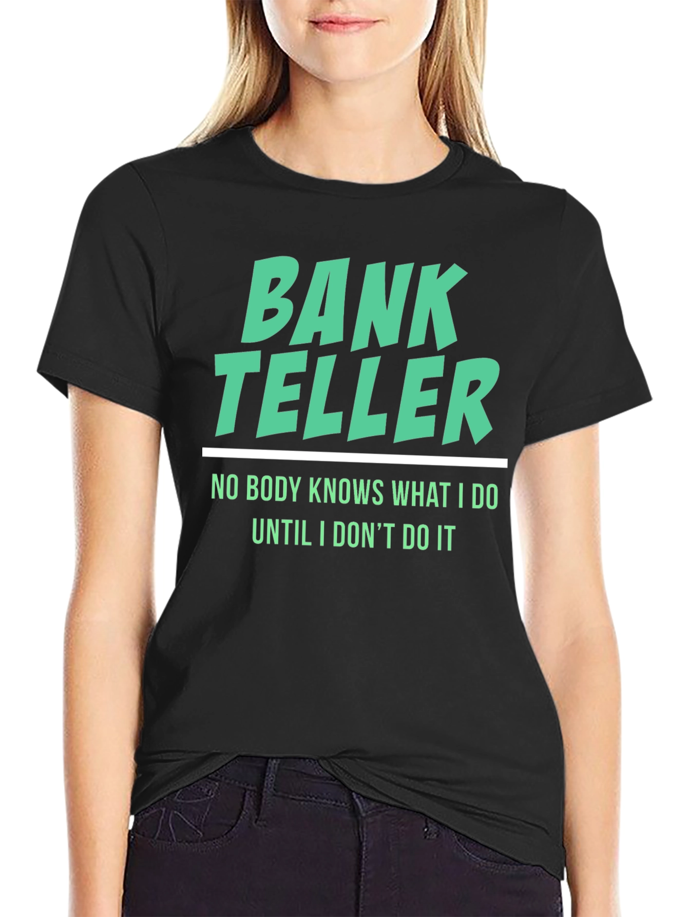 Black Bank Teller Humor T-Shirt - Funny Job Tee view 2