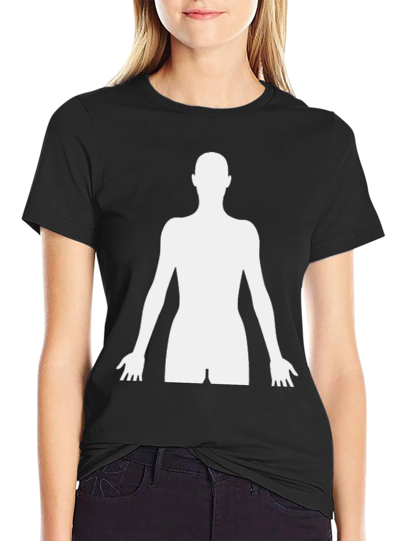 Black Silhouette Graphic Tee - Black Cotton Comfort view 2