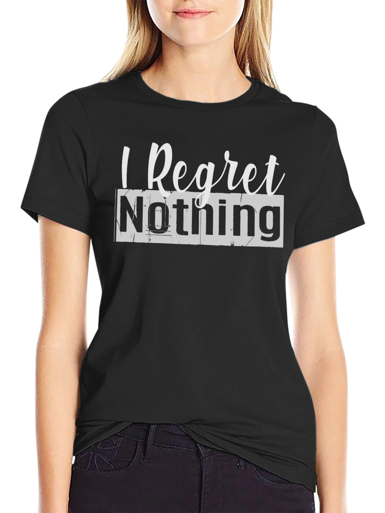 Black I Regret Nothing Graphic Tee - Bold Statement Shirt view 2