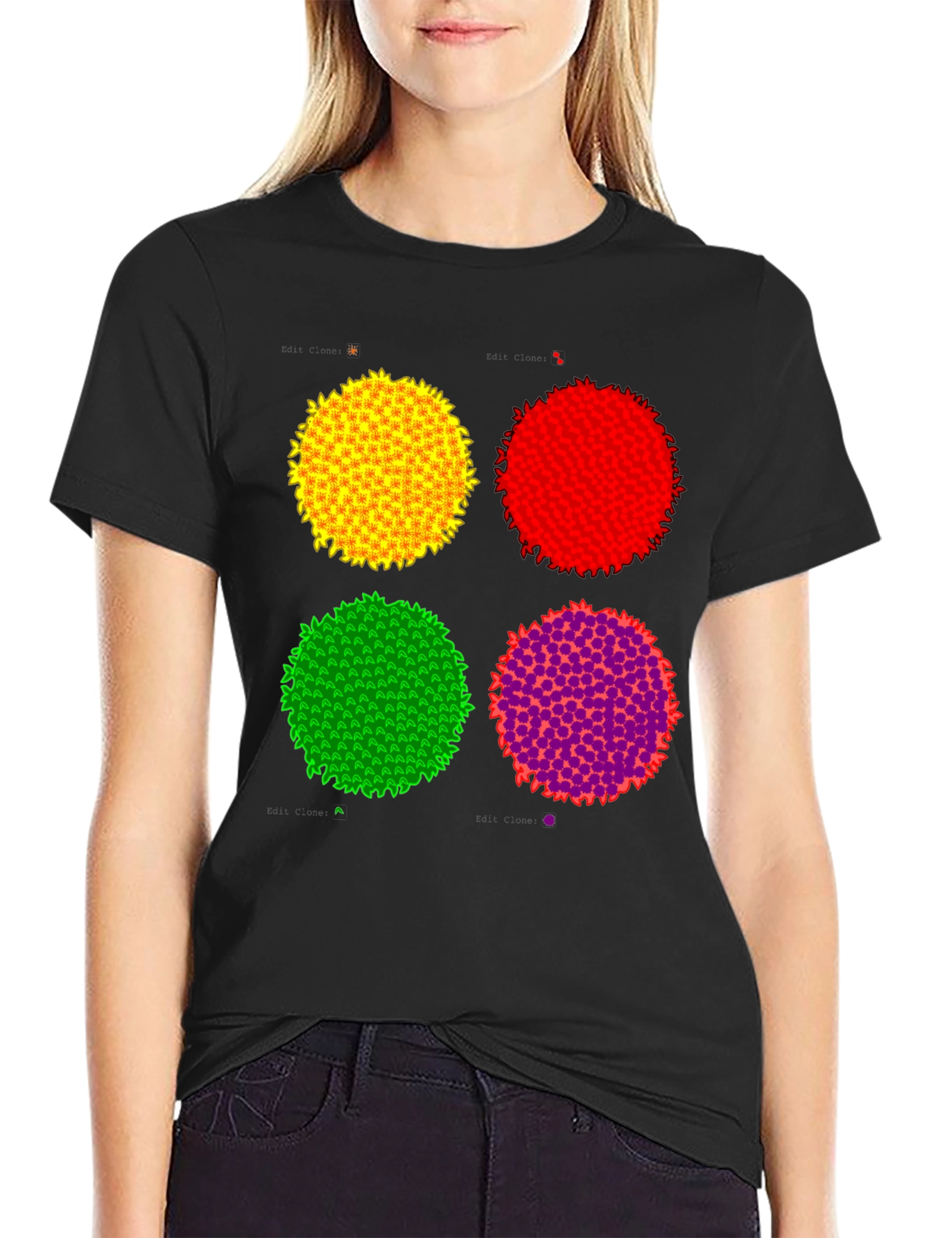 Black Abstract Circle Graphic Print Black Tee view 2