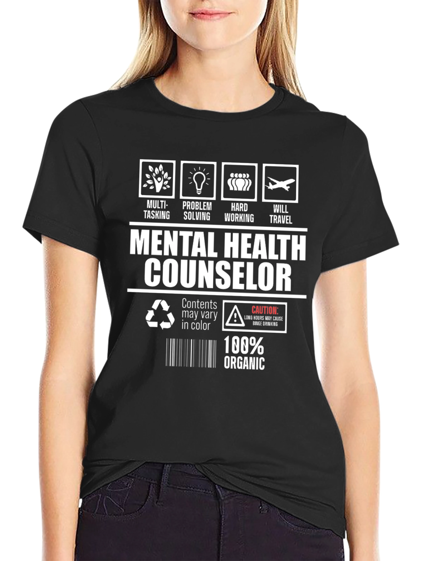 Black Mental Health Counselor 100% Organic T-Shirt view 2