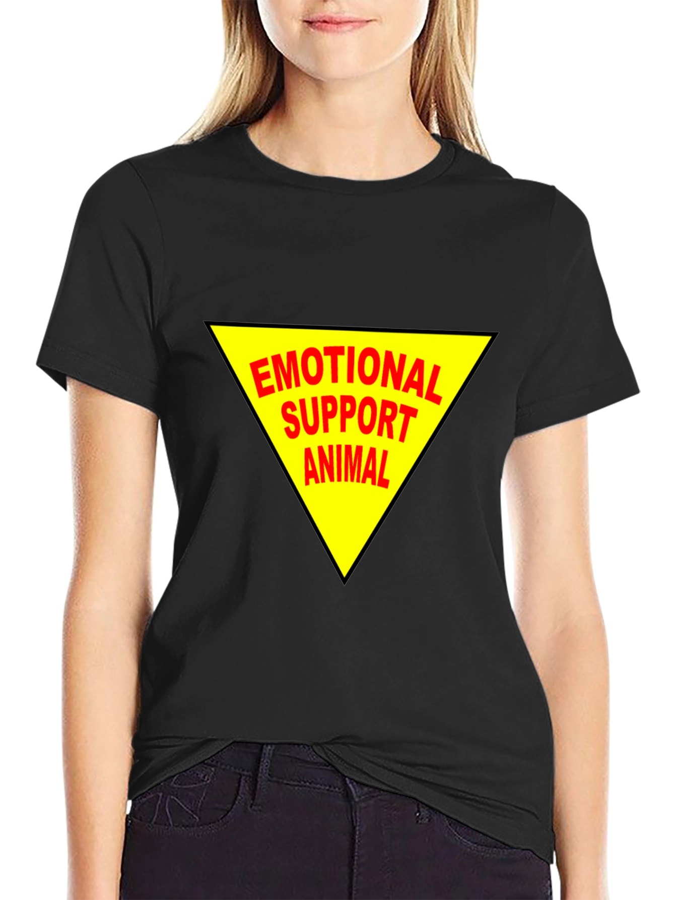 Black Emotional Support Animal Tee - Black Cotton Comfort view 2