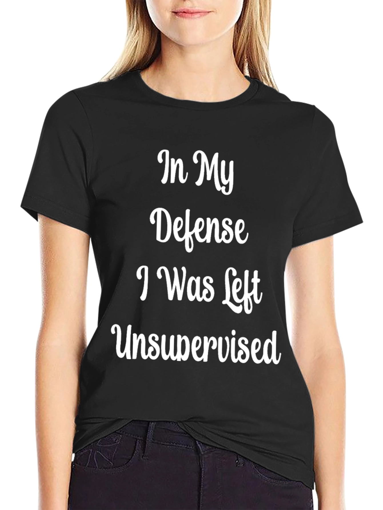 Black Funny Unsupervised T-Shirt view 2