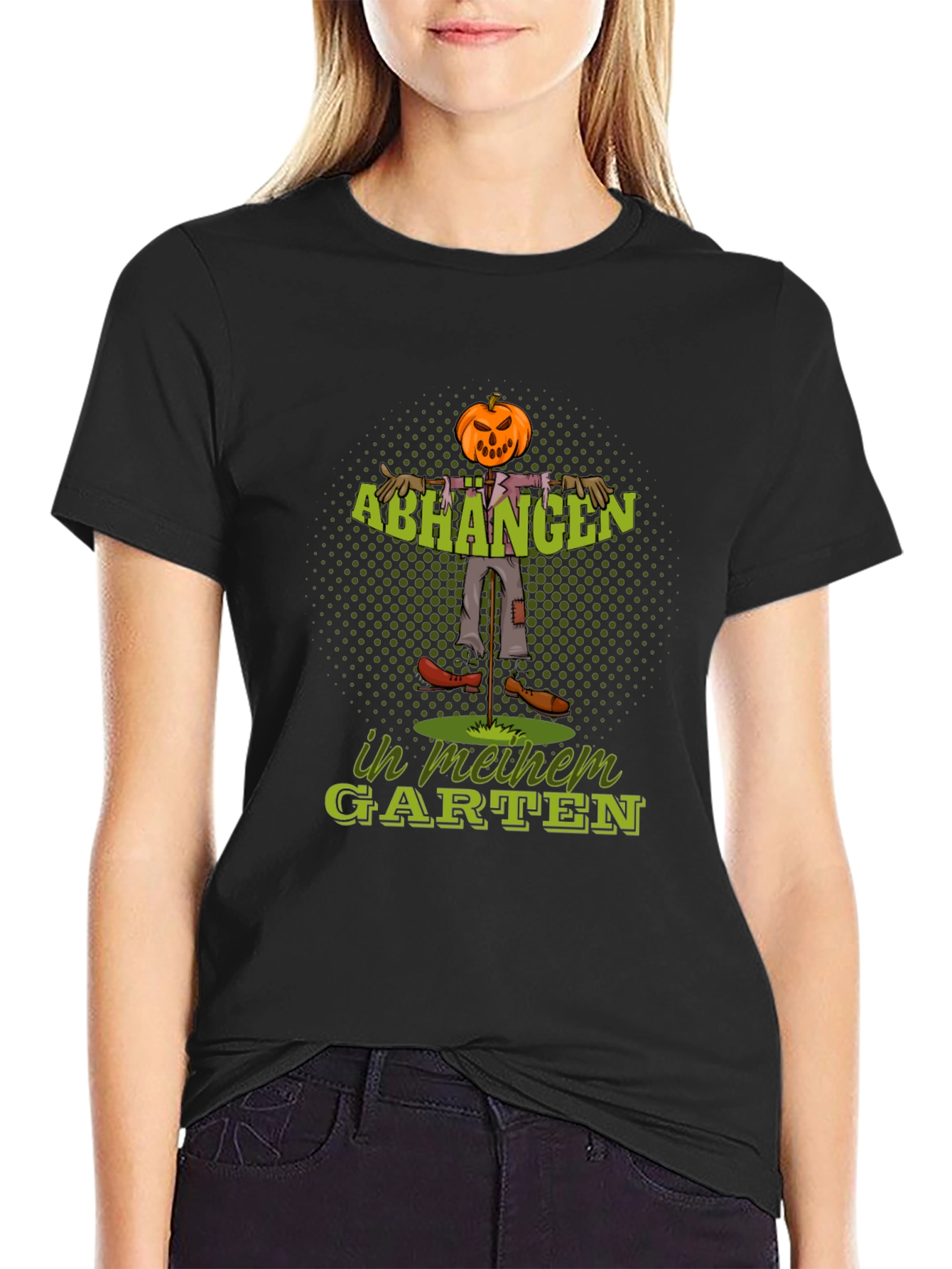 Black Halloween Scarecrow Pumpkin T-Shirt view 2