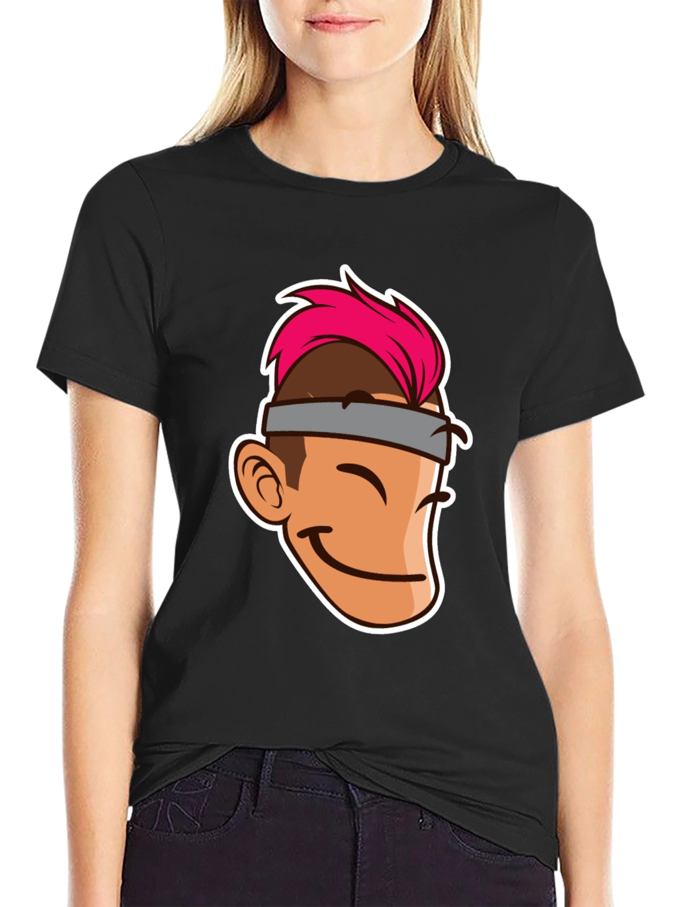 Black Cartoon Character Graphic Tee - Black T-Shirt view 2