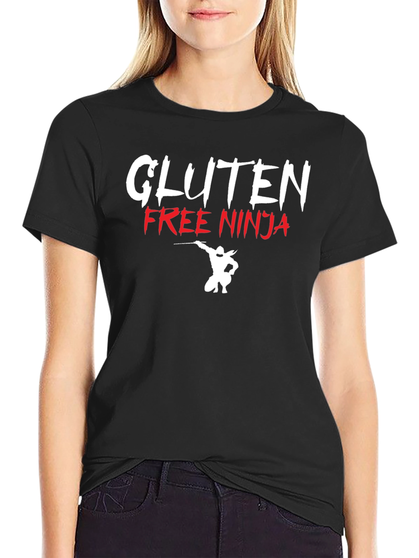 Black Gluten Free Ninja Graphic T-Shirt view 2