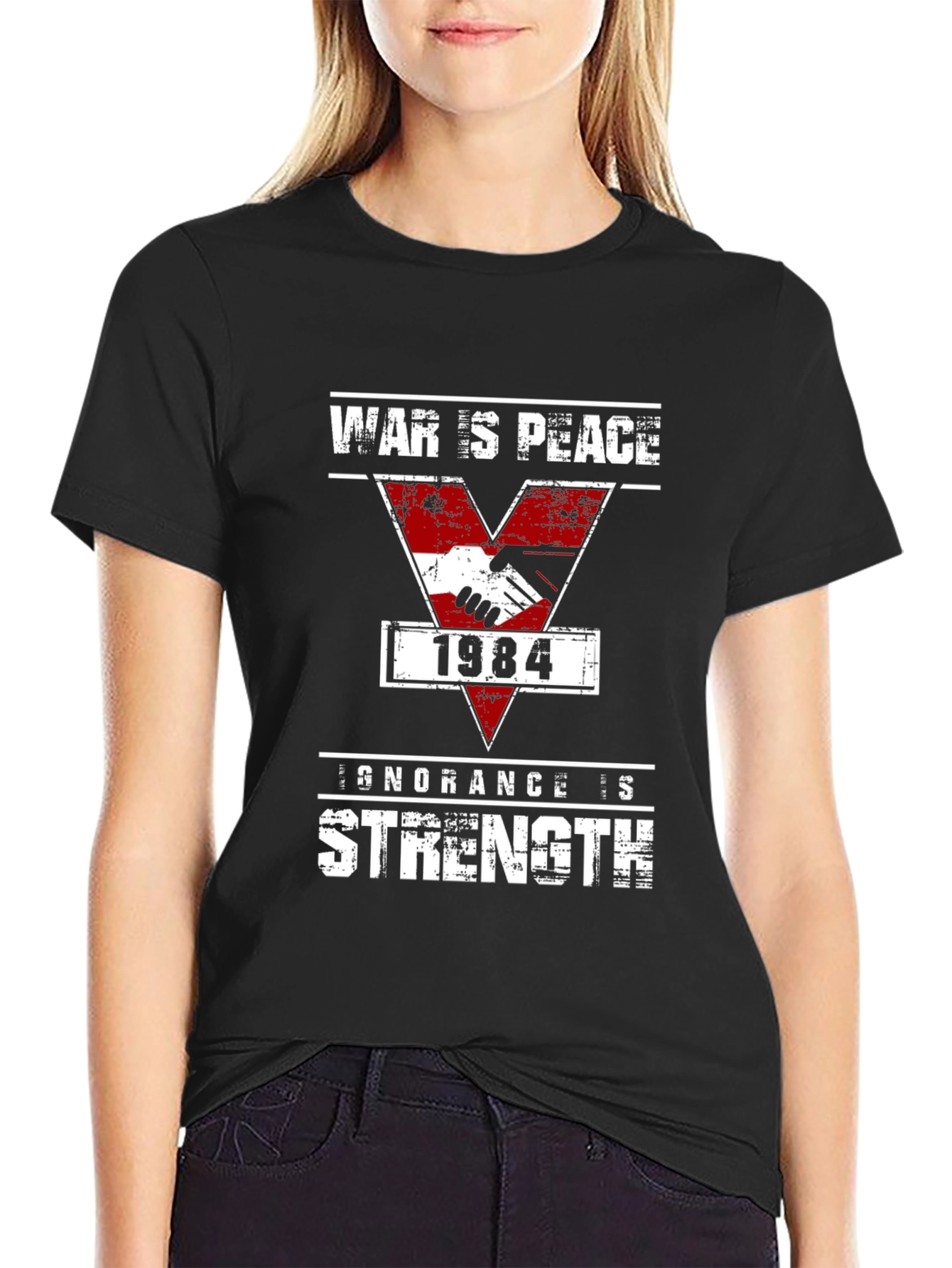 1984 Orwellian Slogan Tee - War is Peace, Strength is Ignorance - 2