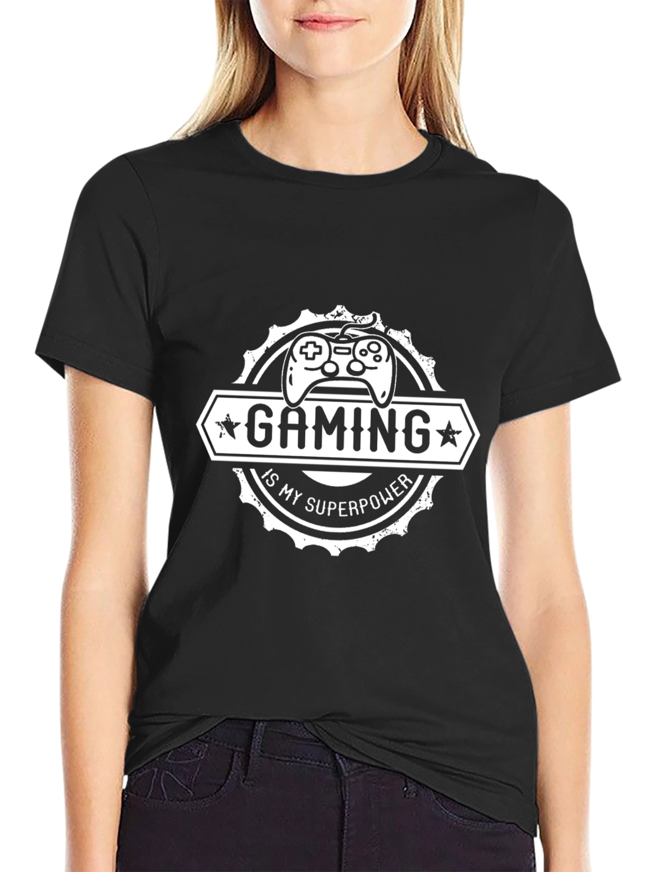 Black Gaming is My Superpower Black Graphic T-Shirt view 2