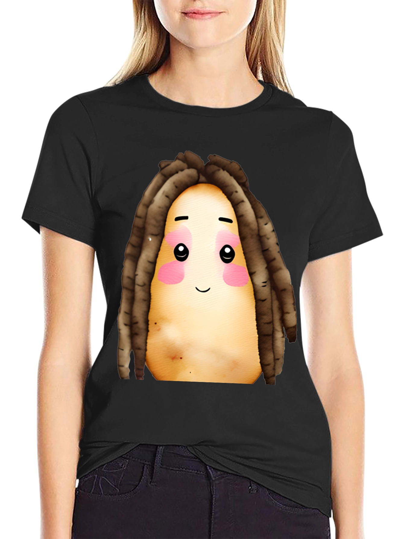 Black Potato Dreadlocks Graphic T-Shirt view 2