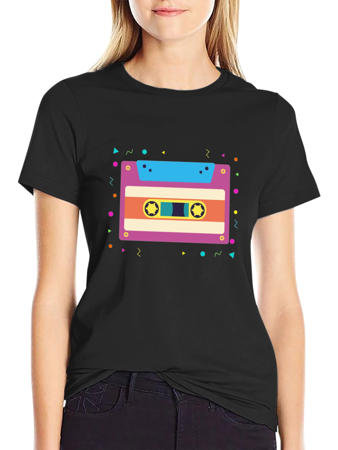 Black Retro Cassette Tape Graphic Tee view 2