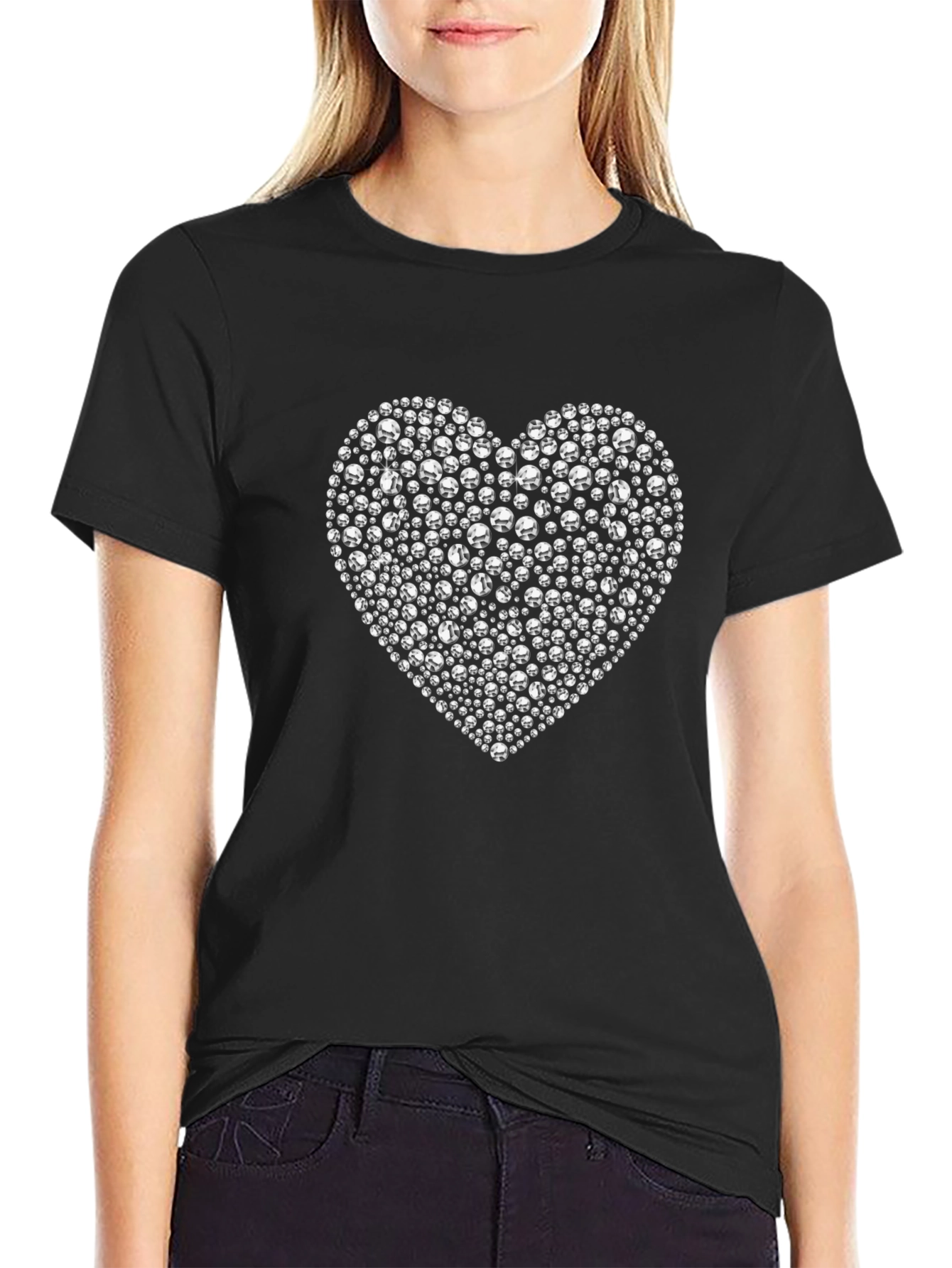 Black Heart of Diamonds Graphic Tee view 2