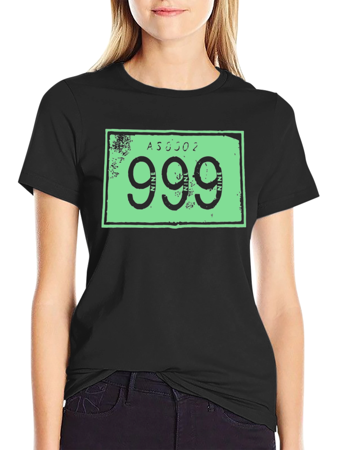 Black 999 Graphic Print Tee - Black view 2