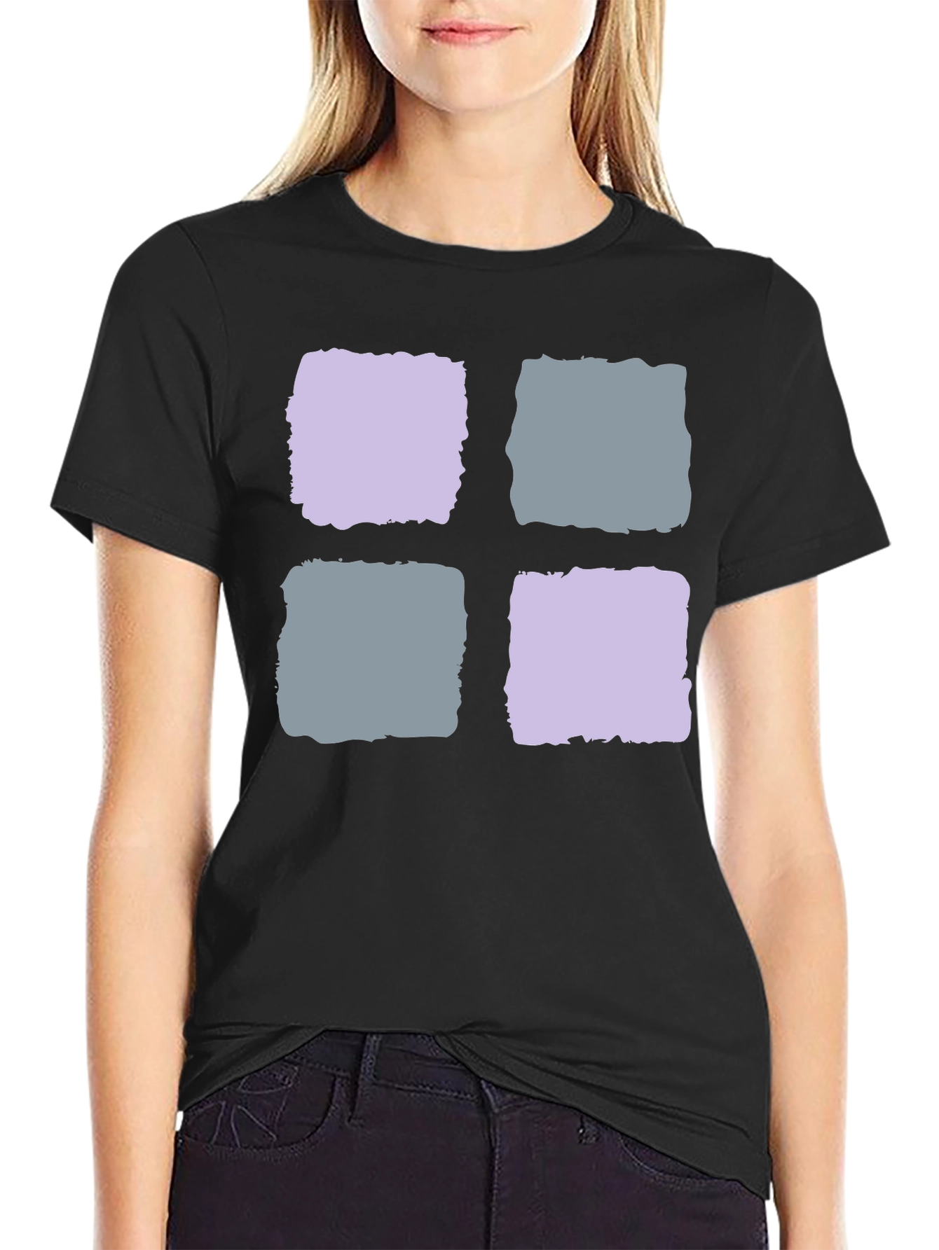 Black Abstract Squares Black T-Shirt view 2