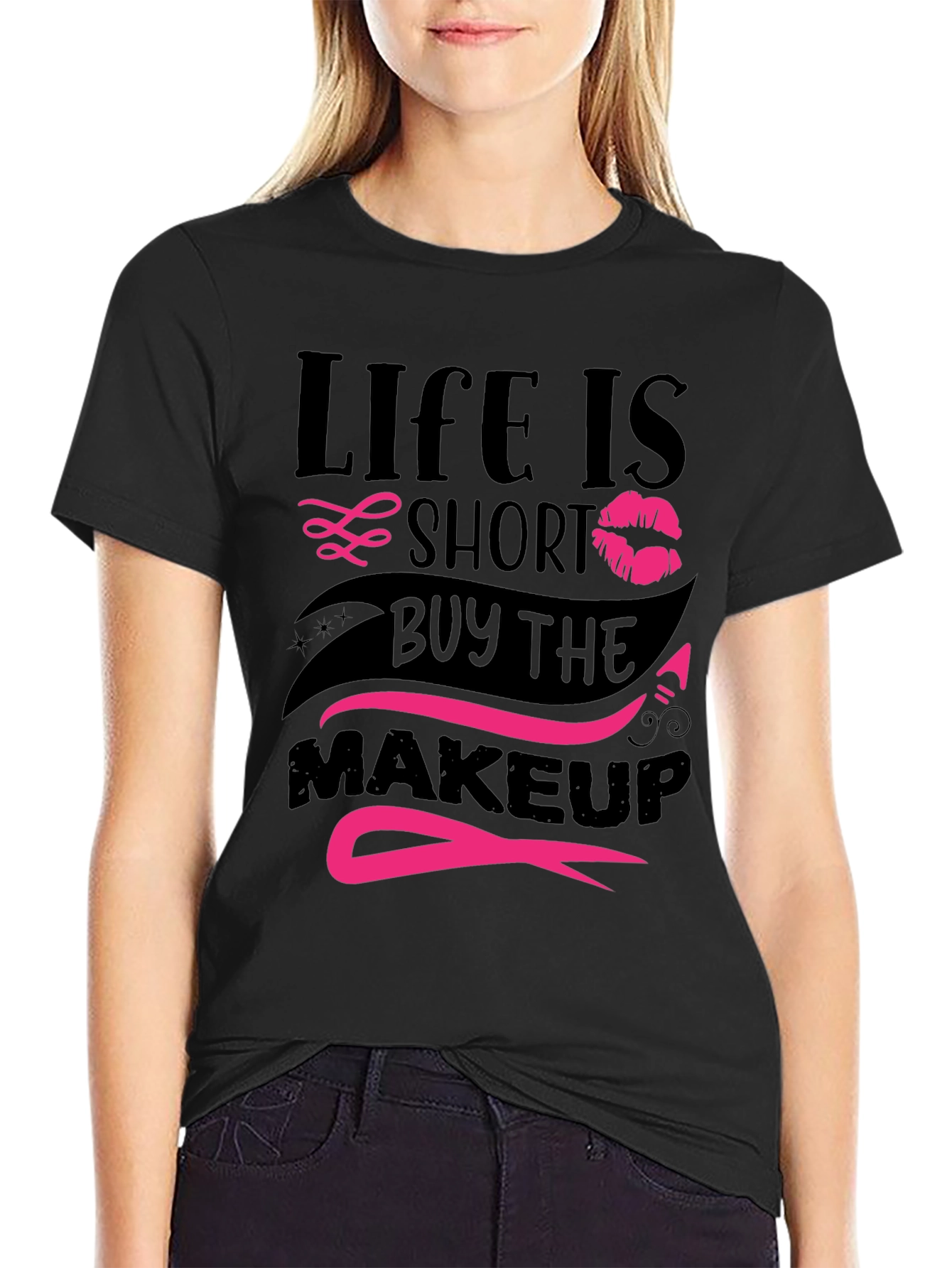 Black Life Is Short Makeup T-Shirt view 2