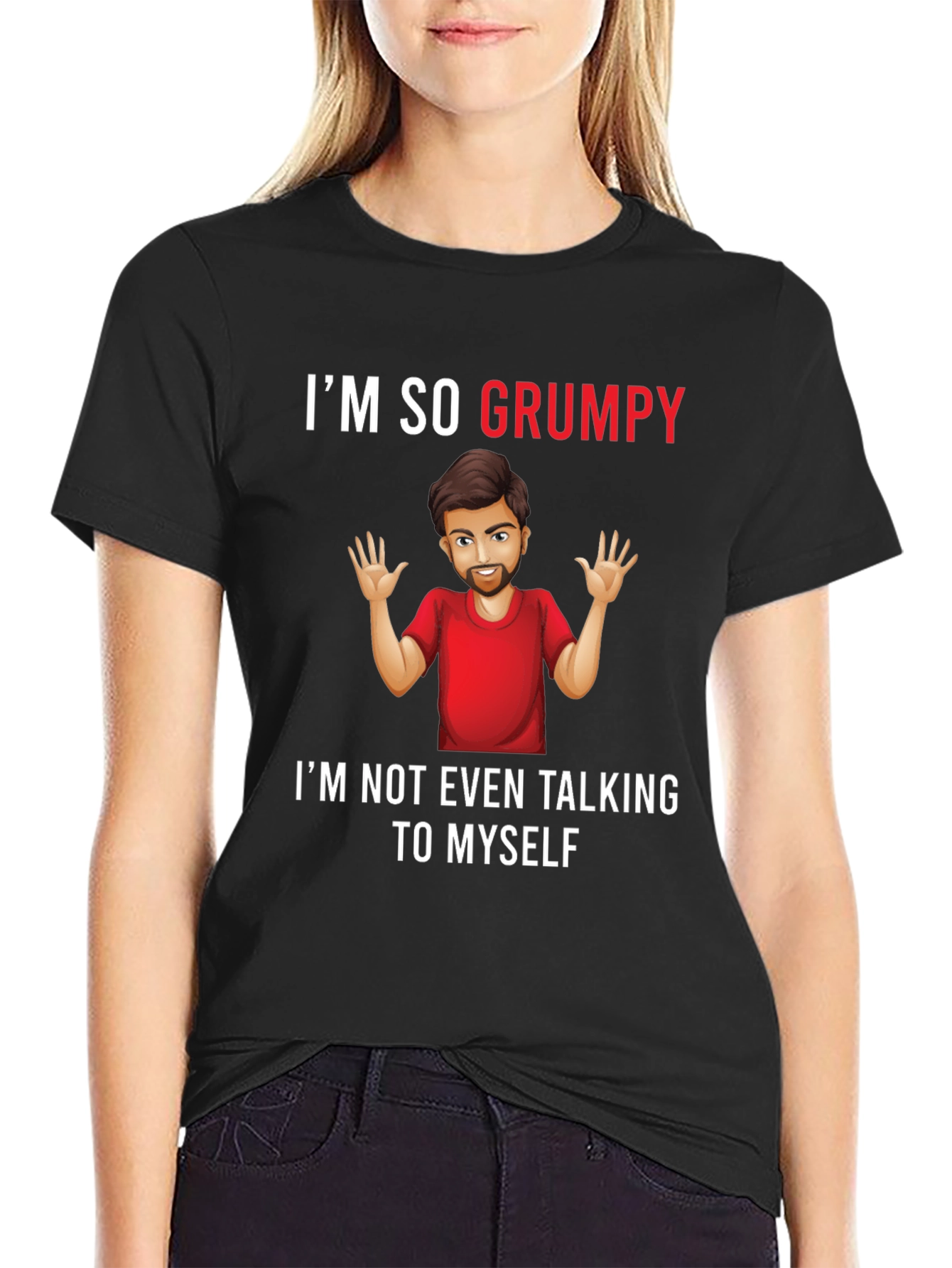 Black Grumpy Graphic Tee -  Humorous Mens T-Shirt view 2