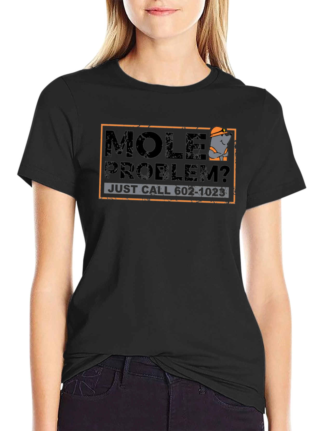 Black Mole Problem T-Shirt - Funny Pest Control Tee view 2